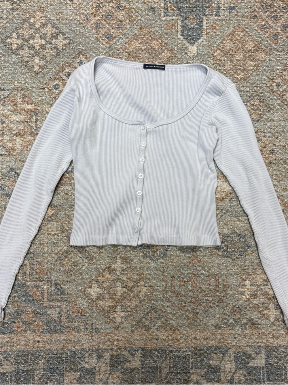 Brandy Melville Light Blue Ribbed Top - Picture 2 of 6